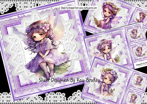 4 Pretty Lavender FairieS On Lace 8x8 Mini Kit