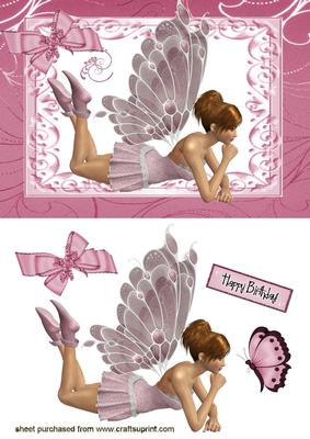 Pretty Faerie in Pink in Ornate Scroll Frame