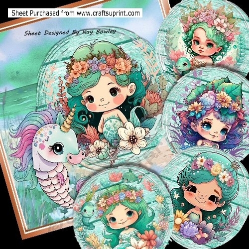   Cute Baby Mermaids With Seahorses 8x8 Mini Kit (Five)