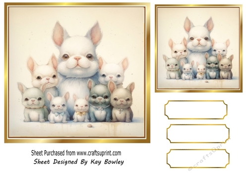 Lovely Vintage French Bulldog With Family 7X7 (One)