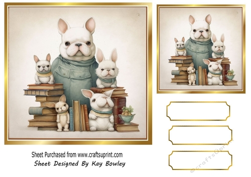 Lovely Vintage French Bulldog With Family 7X7 (Four)