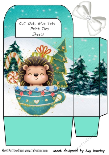 Cute Hedgehog In A Teacup Christmas Trees Gift Bag
