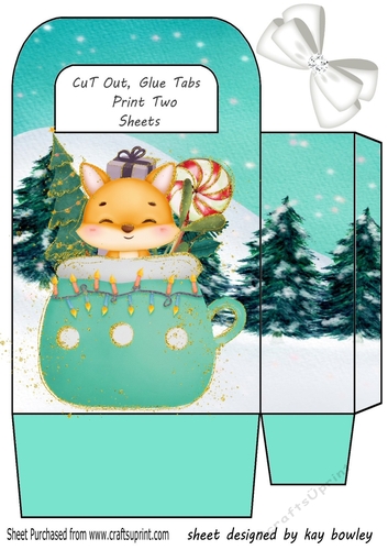 Cute Fox In A Teacup Christmas Trees Gift Bag