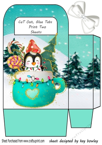 Cute Penguin In A Teacup Christmas Trees Gift Bag