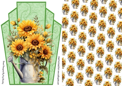 Pretty Art Deco With Sunflowers/Backing Paper