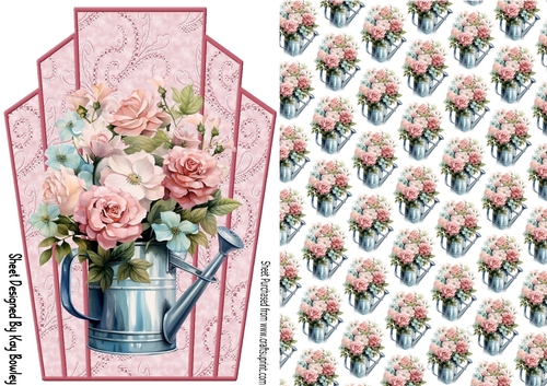 Pretty Art Deco With Pink Shades Roses/Paper