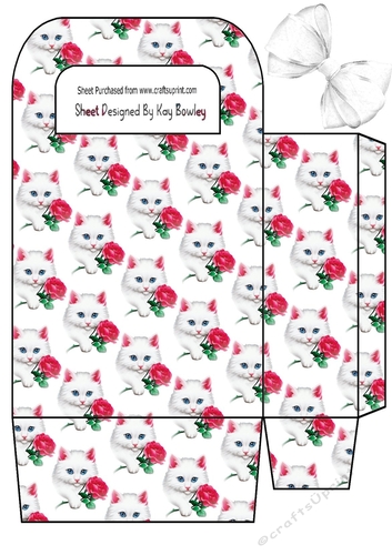 White Fluffy Kitten With Red Rose Small Bag