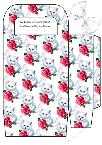 White Fluffy Cute Kitten With Red Rose Small Bag