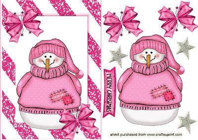 Cheerful Snowman in Pink