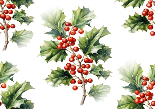 Pretty Holly With Red Berries Backing Paper (Big)