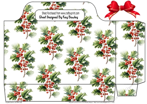 Pretty Holly With Red Berries Tote Gift Bag