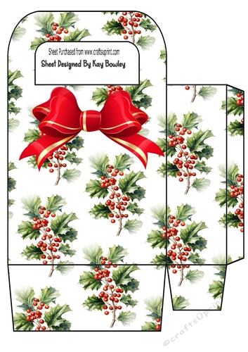 Pretty Holly With Red Berries Small Gift Bag