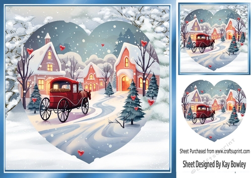Pretty Snow Scene With Snow Trees 8x8 (One)