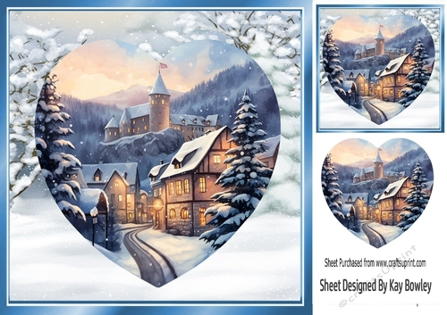 Pretty Snow Scene With Snow Trees 8x8 (Two)