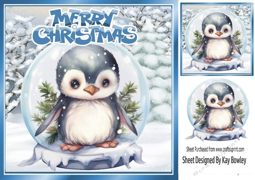 Lovely Penguin In A Snow Globe With Trees 8x8