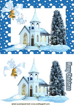 Church, in a Snow Blue Frame