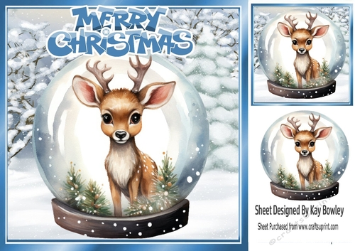 Lovely Reindeer With Trees In A Snow Globe 8x8