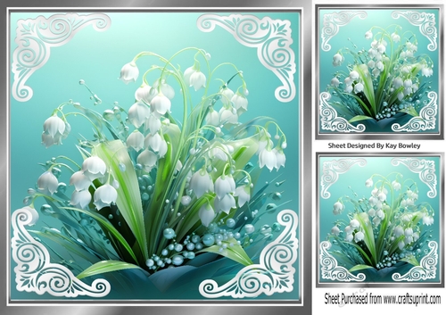 Pretty Lily Of The Valley With Ornate Corners 8x8 (One)