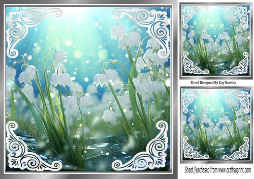 Pretty Lily Of The Valley With Ornate Corners 8x8 (Two)