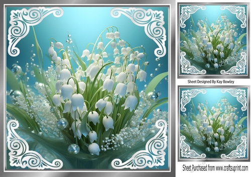 Pretty Lily Of The Valley With Ornate Corners 8x8 (Four)