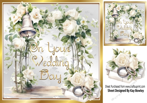 Pretty White Roses and silver Bells Wedding 8x8