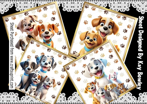 4 Cute Dogs & Puppies Back Grounds 8x8 Card Fronts
