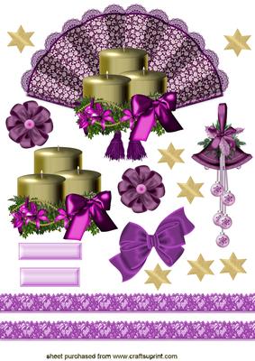 Christmas Gold Candle on Lace Fan