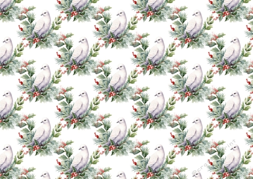 Pretty Dove With Holly & Berries Christmas Paper