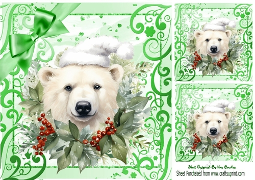 Cute Polar Bear In White Hat Christmas Ornate 8x8 Frame
