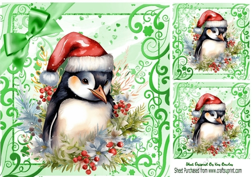 Cute Penguin In Santa Hat In Christmas Ornate 8x8 Frame