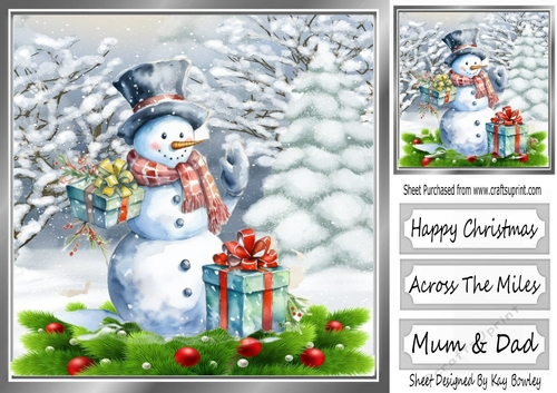 Lovely Snowman in Snowscene 8x8 (Two)