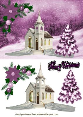 Christmas Church with Pink Tree