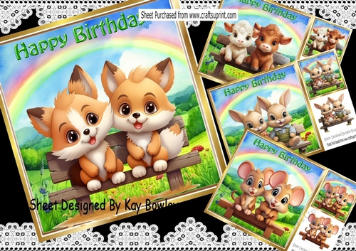  4 Cute Baby Animals With Rainbows 8x8 Mini Kit (SET ONE)