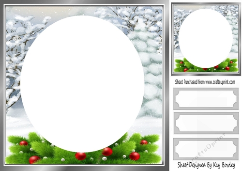 Snow Scene With Trees Card Front/Insert 8x8