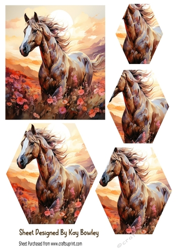 Freedom Beautiful Horse Hexagon Pyramid (one)