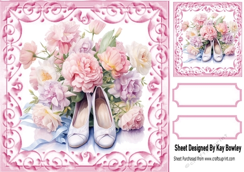 Pretty Ballerina Shoes With Pink Scroll 8X8 Frame (One)