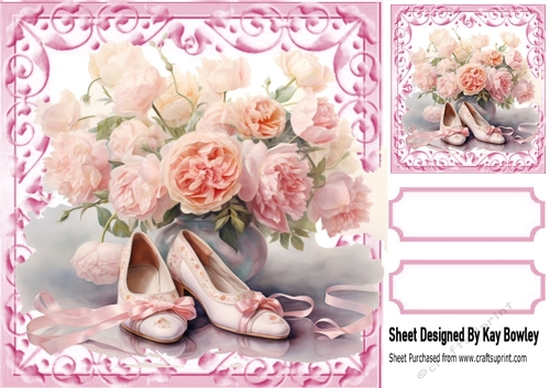 Pretty Ballerina Shoes With Pink Scroll 8X8 Frame (Three)