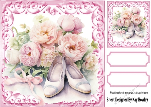 Pretty Ballerina Shoes With Pink Scroll 8X8 Frame (Four)