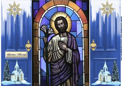 Beautiful Stained Glass Painting of Jesus Gatefold