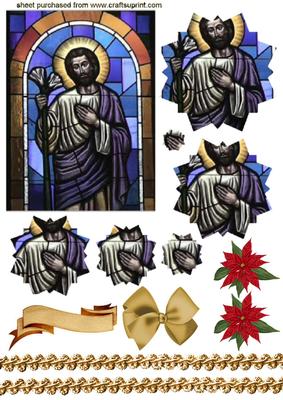 Beautiful Painted Pic Ofjesus on Stained Glass Star Pyramid