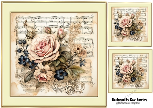Pretty Floral Music 8x8 Card Front (Three)