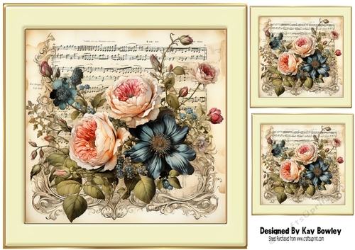 Pretty Floral Music 8x8 Card Front (Four)