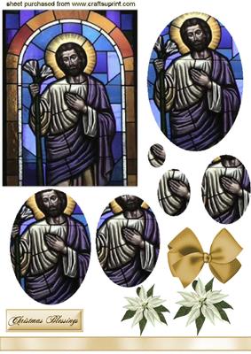 Beautiful Stained Glass Painted Pic of Jesus Oval Pyramids