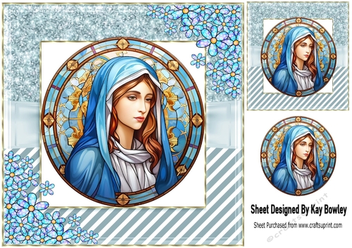 Pretty Sparkle Christmas With Stained Glass Flowers & Mary (Two)