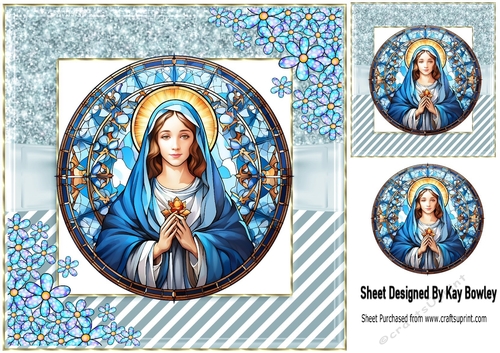 Pretty Sparkle Christmas With Stained Glass Flowers & Mary (Three)