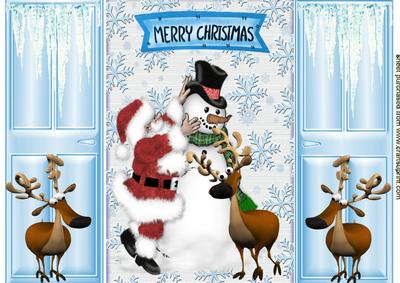Lovely Santa and Reindeers Gatefold