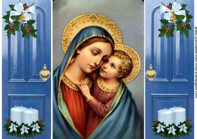 Beautiful Pic of Mary Holding Baby Jesus, Gatefold