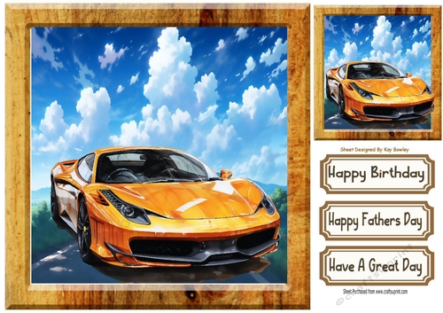 Super Fast Car  In The Countryside Wooden 8X8 Frame (One)