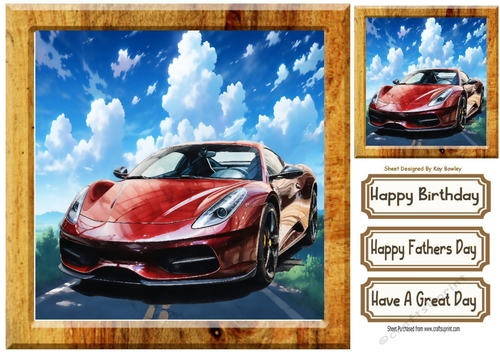 Super Fast Car  In The Countryside Wooden 8X8 Frame (Two)
