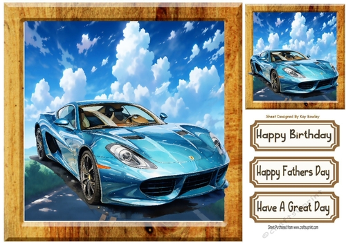 Super Fast Car  In The Countryside Wooden 8X8 Frame (Three)